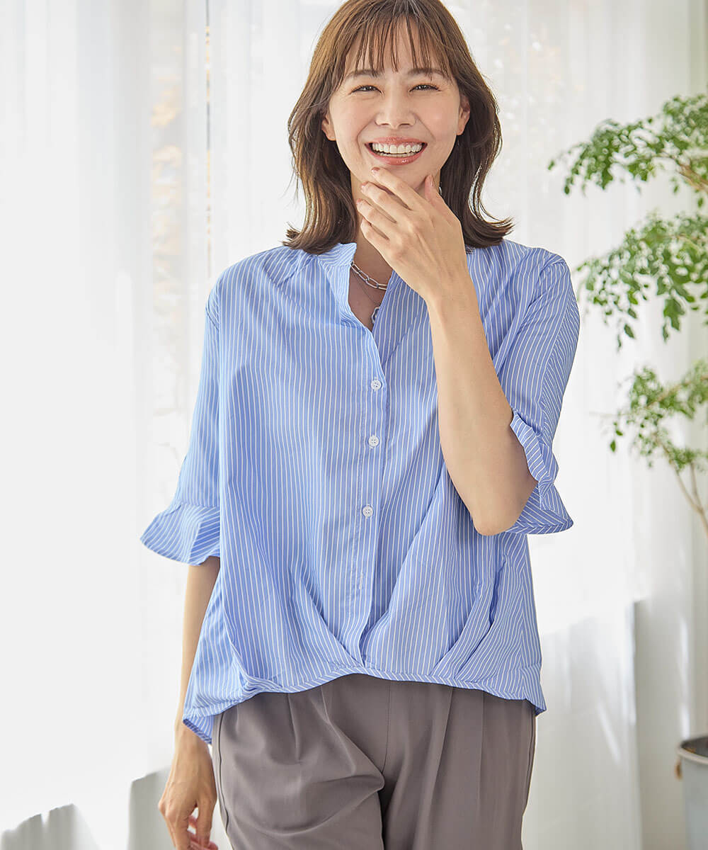 ストライプ柄で夏らしい抜け感を演出するコーディネート
